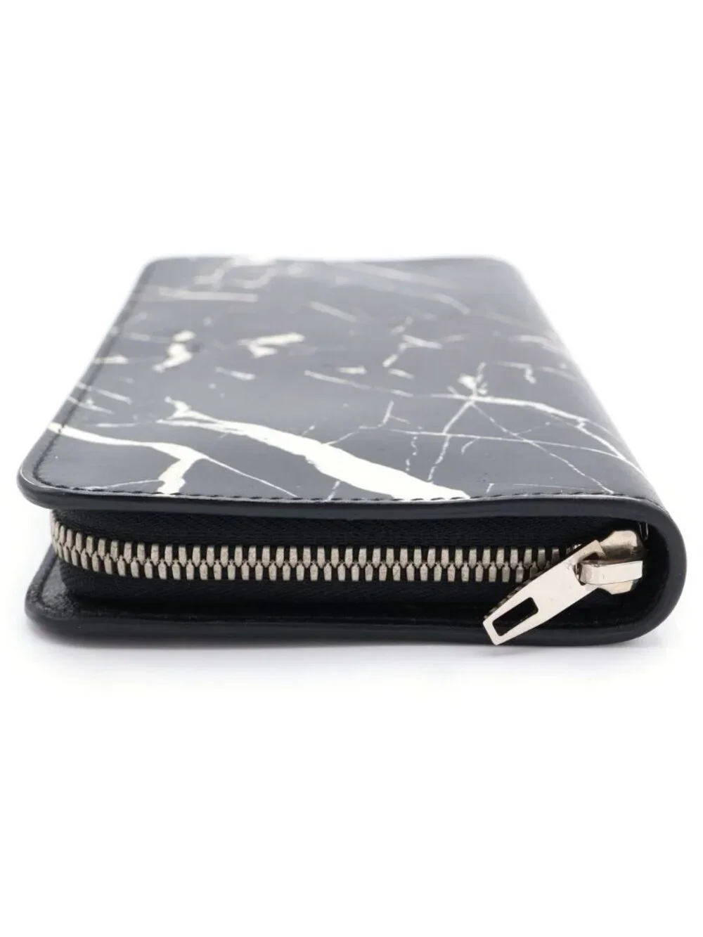 Balenciaga Marble Philias Round Zip Wallet Black